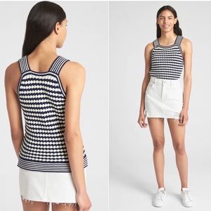 Gap Crochet Mix Pattern Tank Top Navy Blue Size Medium
